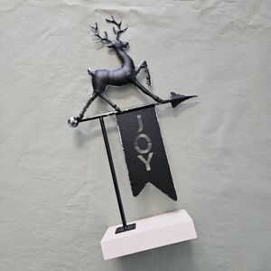 Ashland Christmas Holiday Pines Black Metal Reindeer Joy Sign Tabletop Decor‎